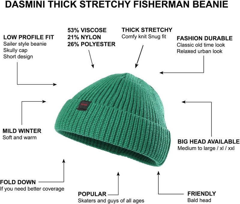 DASMINI Fisherman Beanie Hats for Men Women,Knit Trawler Skull Cap,Watch Cap,Spring Fall Winter Warm Short Hats - Image 4